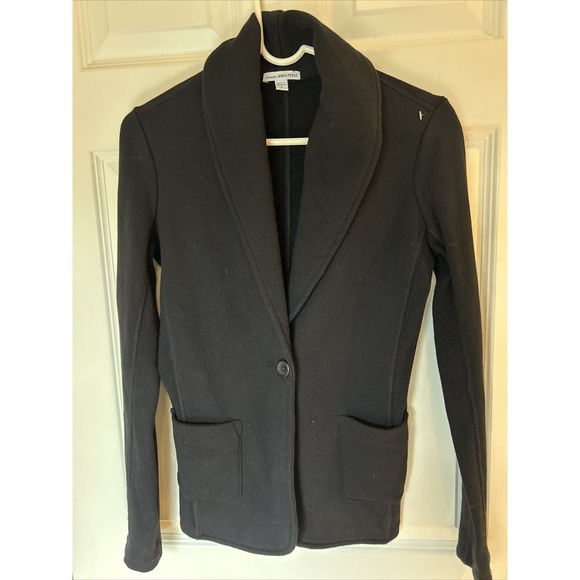 JAMES PERSE Black Cotton Knit Blazer Jacket Shawl Collar pockets rib sides M - Picture 1 of 7